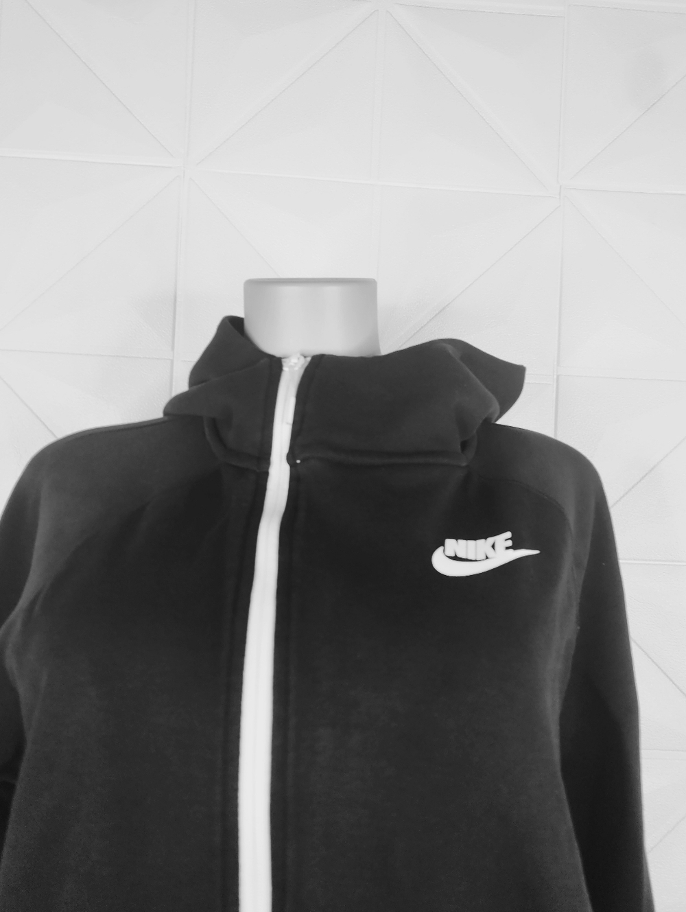 Nike Black Full-Zip Hoodie with White Trim - Picture 2 of 7